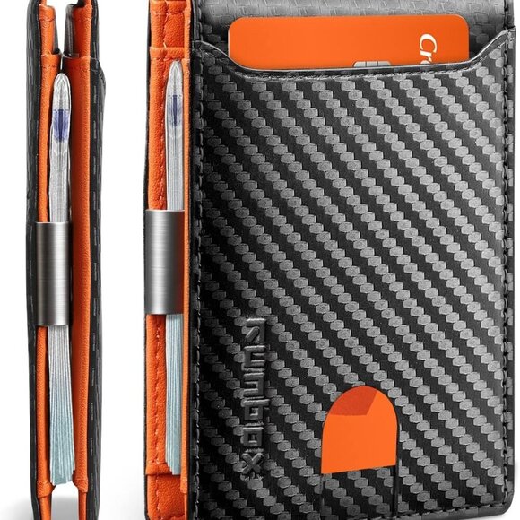 Slim Wallets for Men - Leather Money Clip Mens Wallet - RFID Blocking Front Pock - Picture 1 of 7